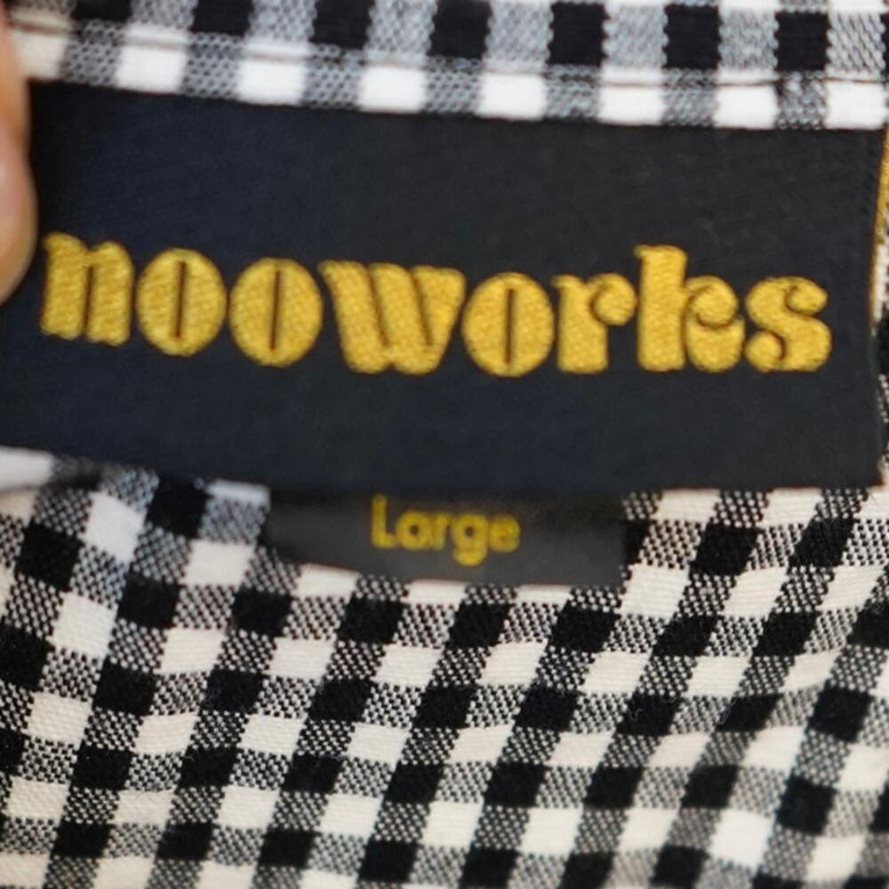 Nooworks Short Sleeve Gingham Coverall Jumpsuit Gray Womens Size Large - Picture 6 of 10